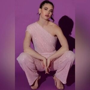 Jay Godfrey Georgia Pink Sequin Jumpsuit  Party Glam Swiftie 12  $395 *CLEARACE*